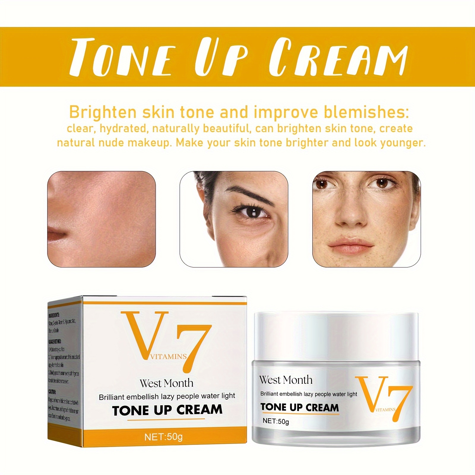 V7 Tone Cream Deep Hydration Water Light Makeup Cream - Temu