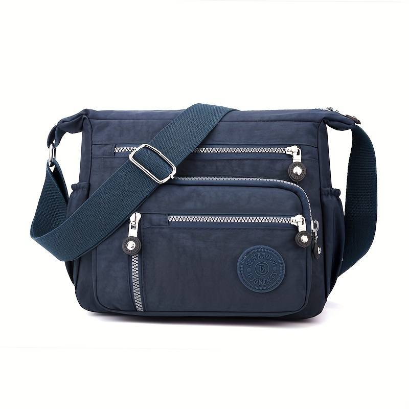 Borsa A Tracolla Donna In Nylon E Cotone - 40x27x15 Cm, Con Cerniera, Leggera E Pieghevole Per Tutti I Giorni, Viaggi E Scuola