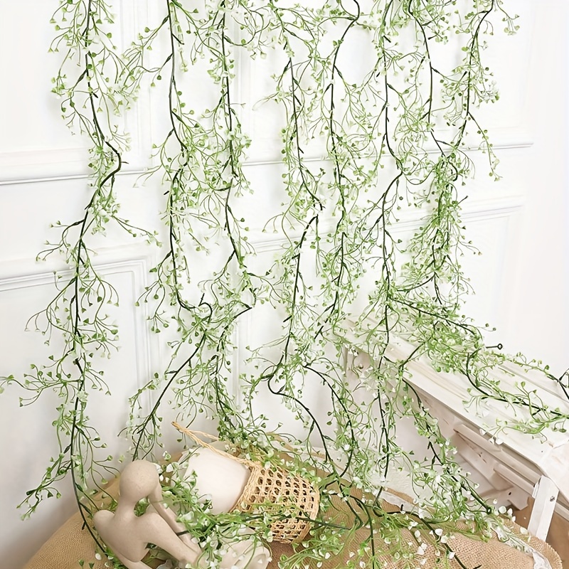 1Pc Fake Wisteria Leaf Wall Hanging Artificial Vines Faux Green Hanging  Plants For Bedroom Wall House Decor Outdoor Wedding Photography Backdrops  Non-discoloring