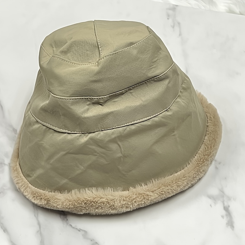 1pc Thickened Fisherman Hat For Women, Winter Fashion Hat Plush Bucket Hat Winter Hats For Winter Outdoor Activities