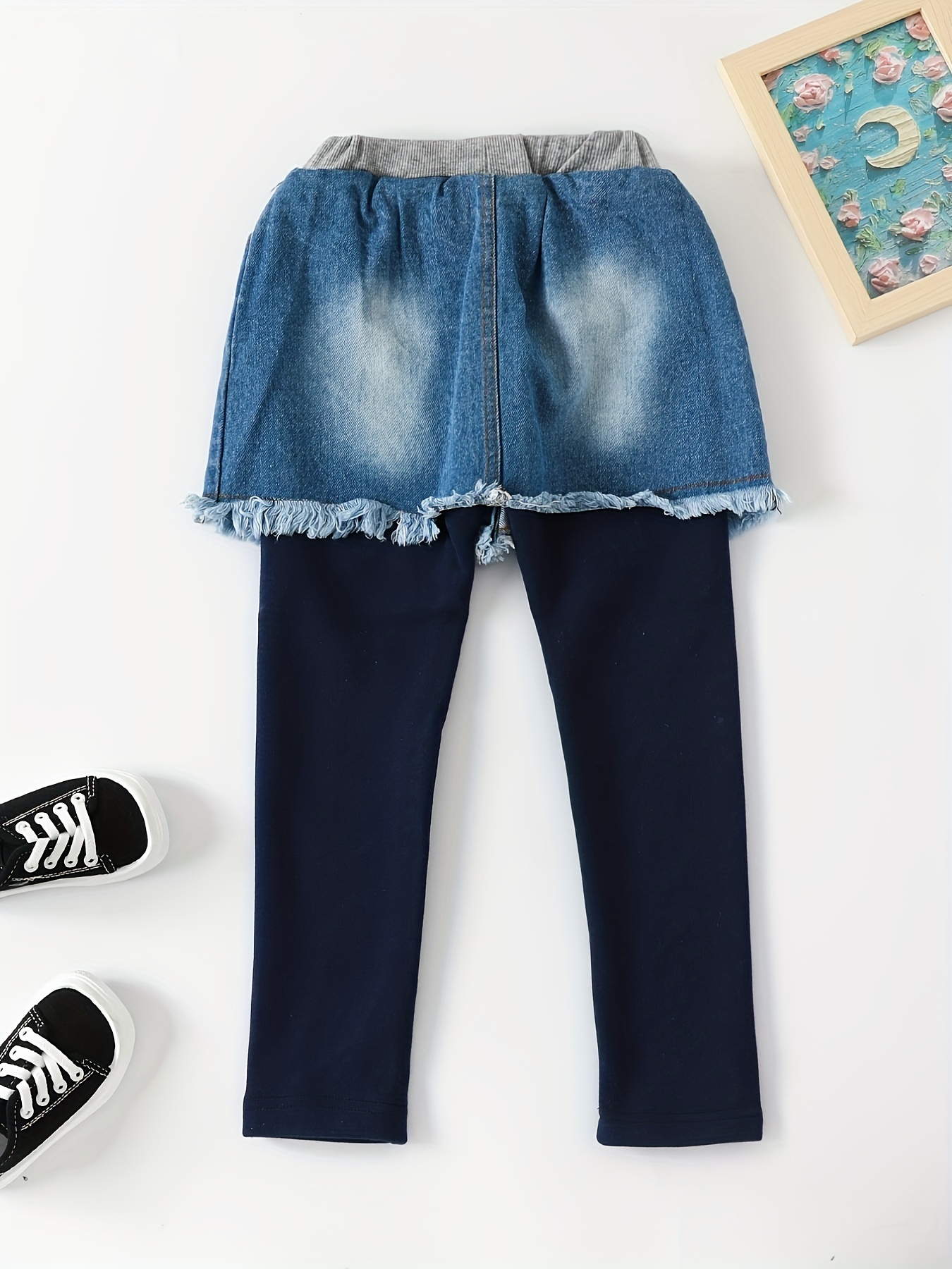 Warme Zerrissene Jeans Trendige Skort fleece leggings - Temu Germany