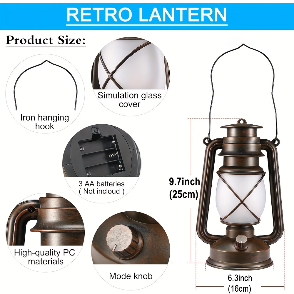 Led Vintage Lantern Battery Operated Lantern Outdoor Hanging