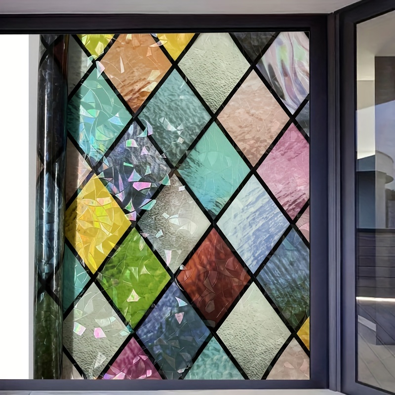 1pc PVC Decorative Film, Modern Geometric Pattern Holographic Window  Sticker For Home
