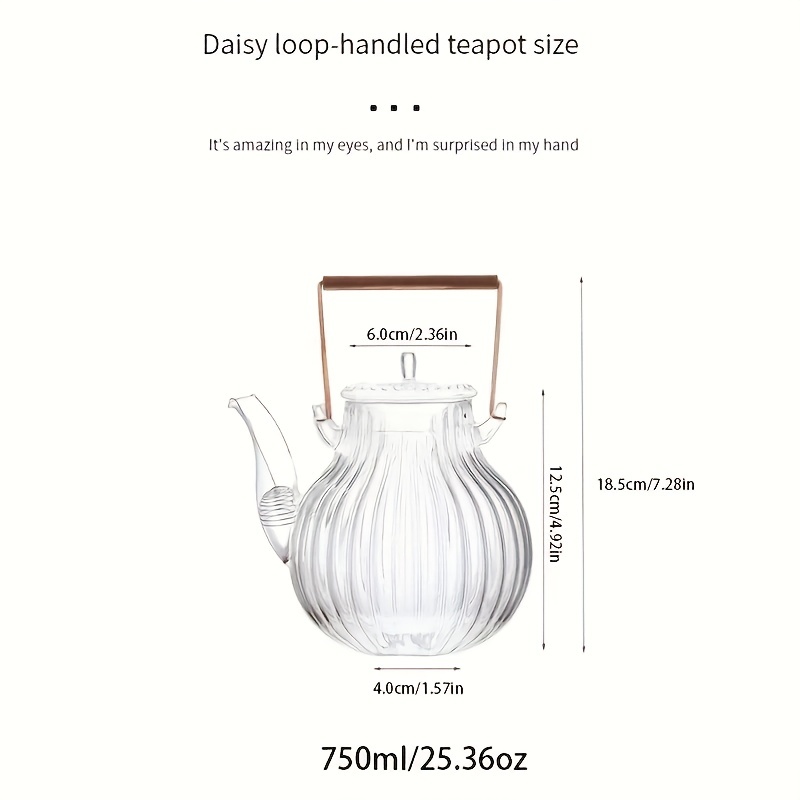 Glass Teapot With Infuser Tea Kettle Floral Tea Pot Daisies Teapot