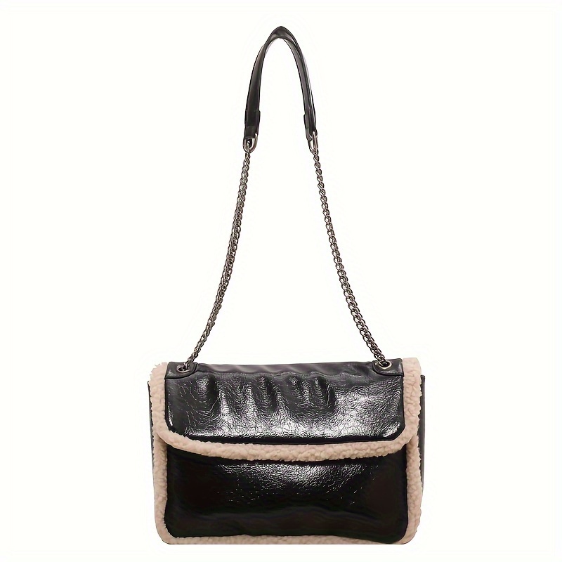 Mini Square Bag Braided Textured Black Flap For Daily