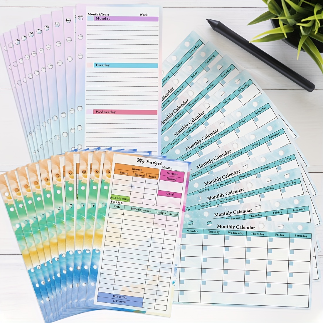 Organize Your Life: 6-hole Loose Leaf Paper Refill For Budget, Weekly &  Monthly Planner Refills With Binder Pocket Sticker Rulers - Temu Japan