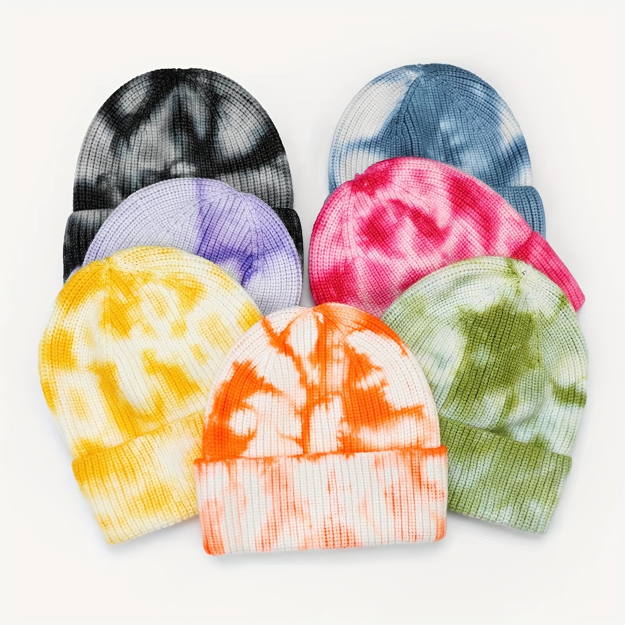 Mens Gradient Tie Dye Knitted Hat Beanie