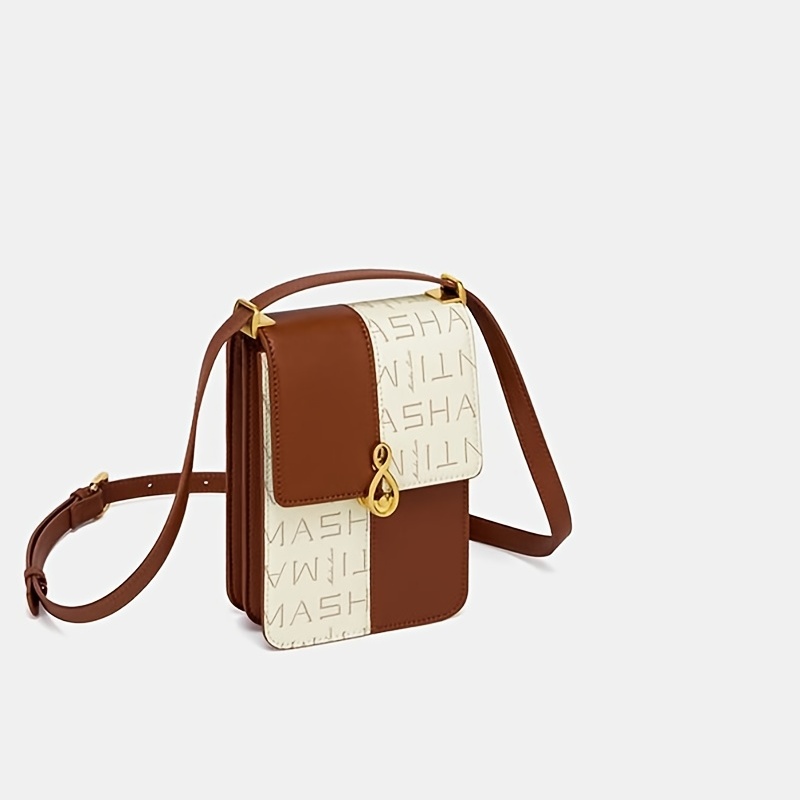 Small Flap Square Bag Geometric & Letter Graphic