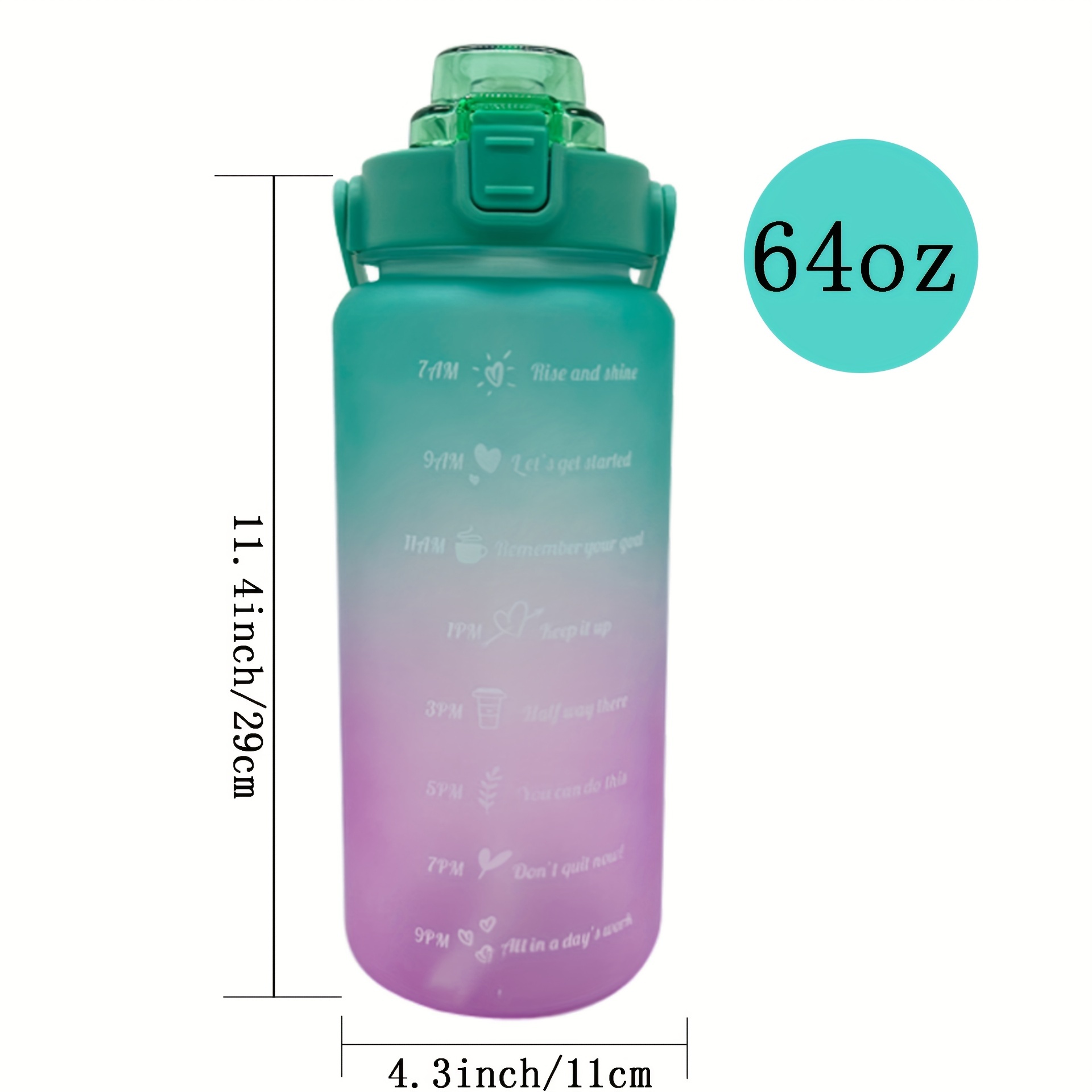 64 Oz / 2L Large Water Jug Motivational Water Bottle with Time