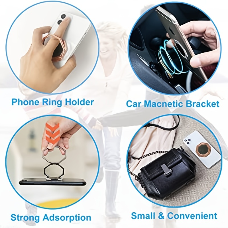 Soporte de anillo para teléfono celular, soporte de dedo plegable con  rotación de 360° para escritorio, escritorio de oficina, soporte magnético  para