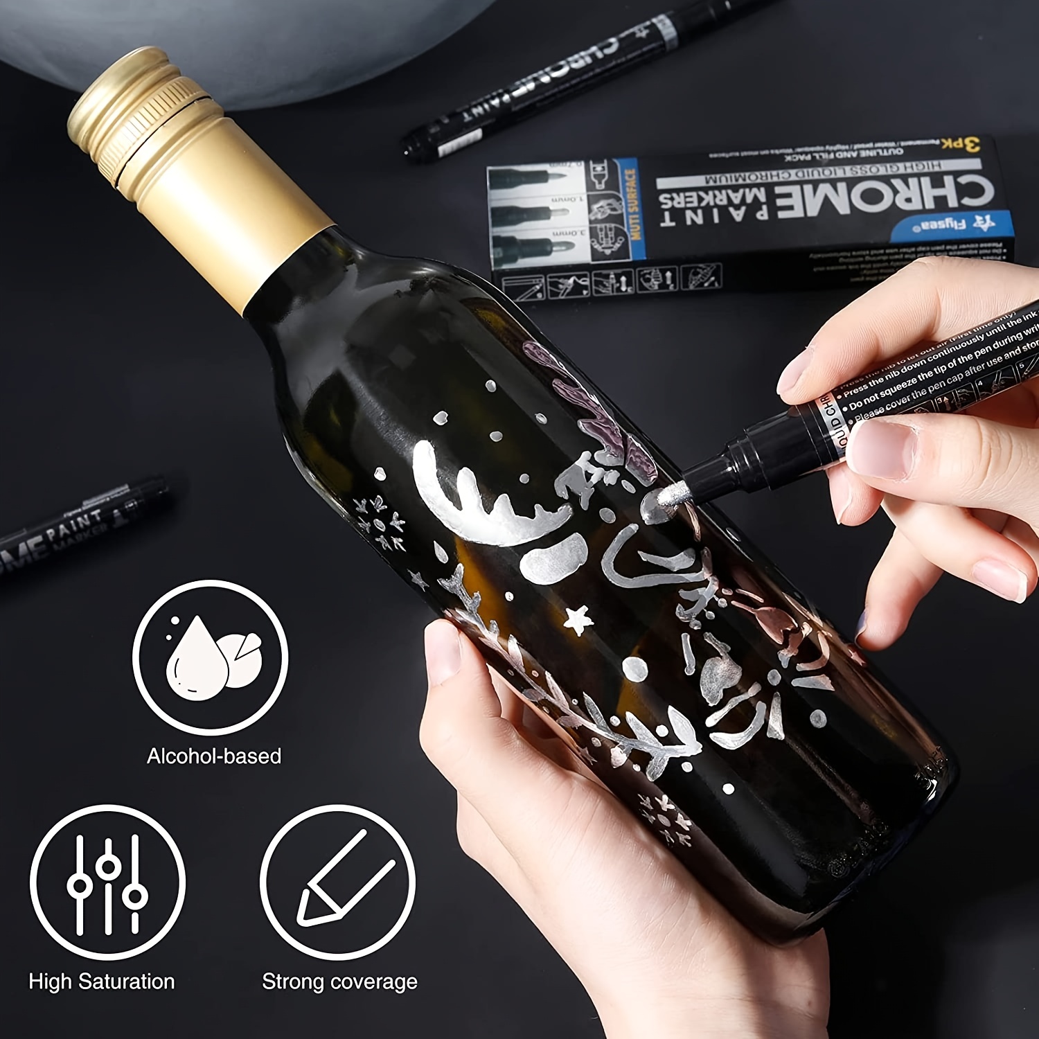 Liquid Mirror Chrome Marker SIlver Permanant Model Resin Pen Metallic Paint  Gold