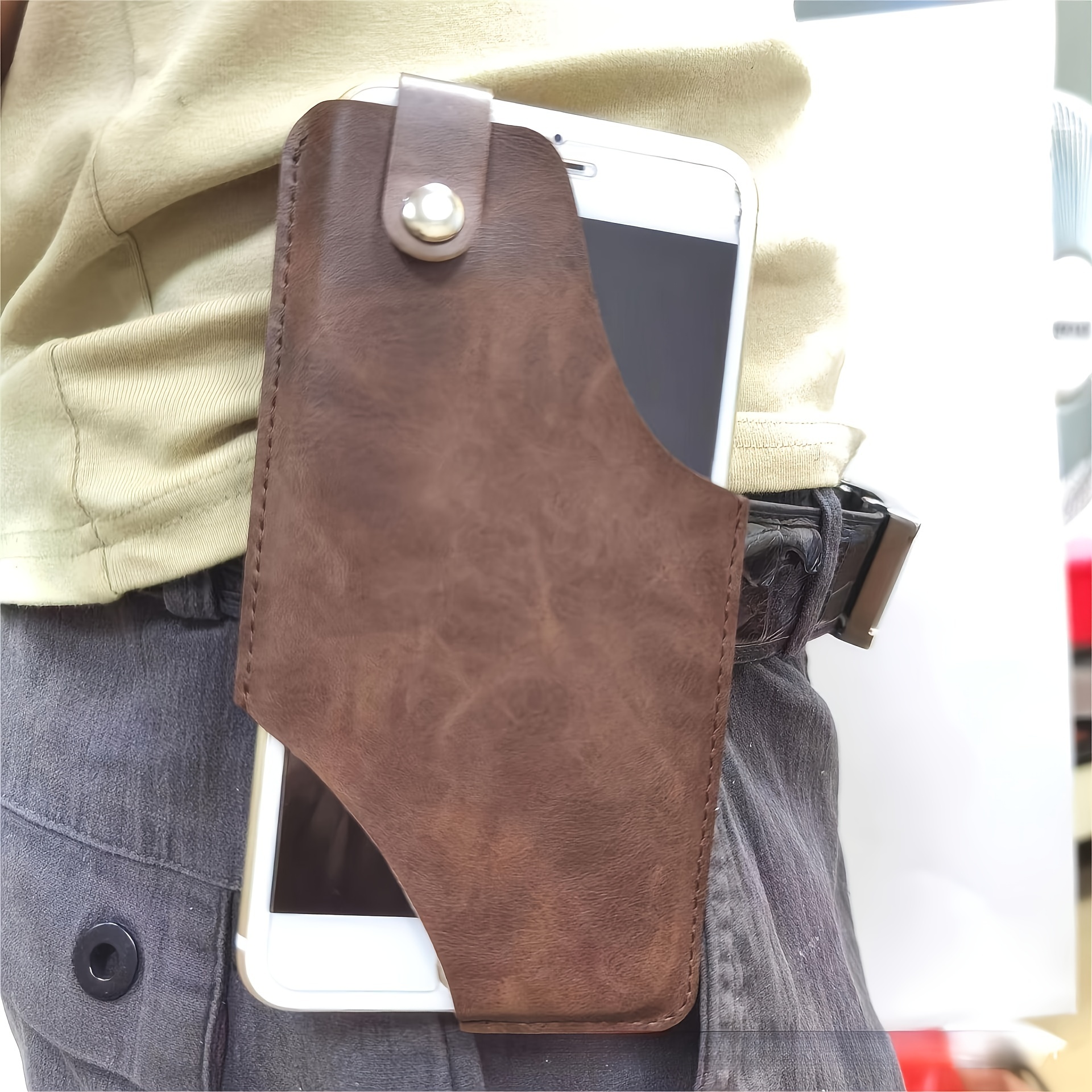 Universal Leather Cellphone Holster Case With Belt Clip For - Temu