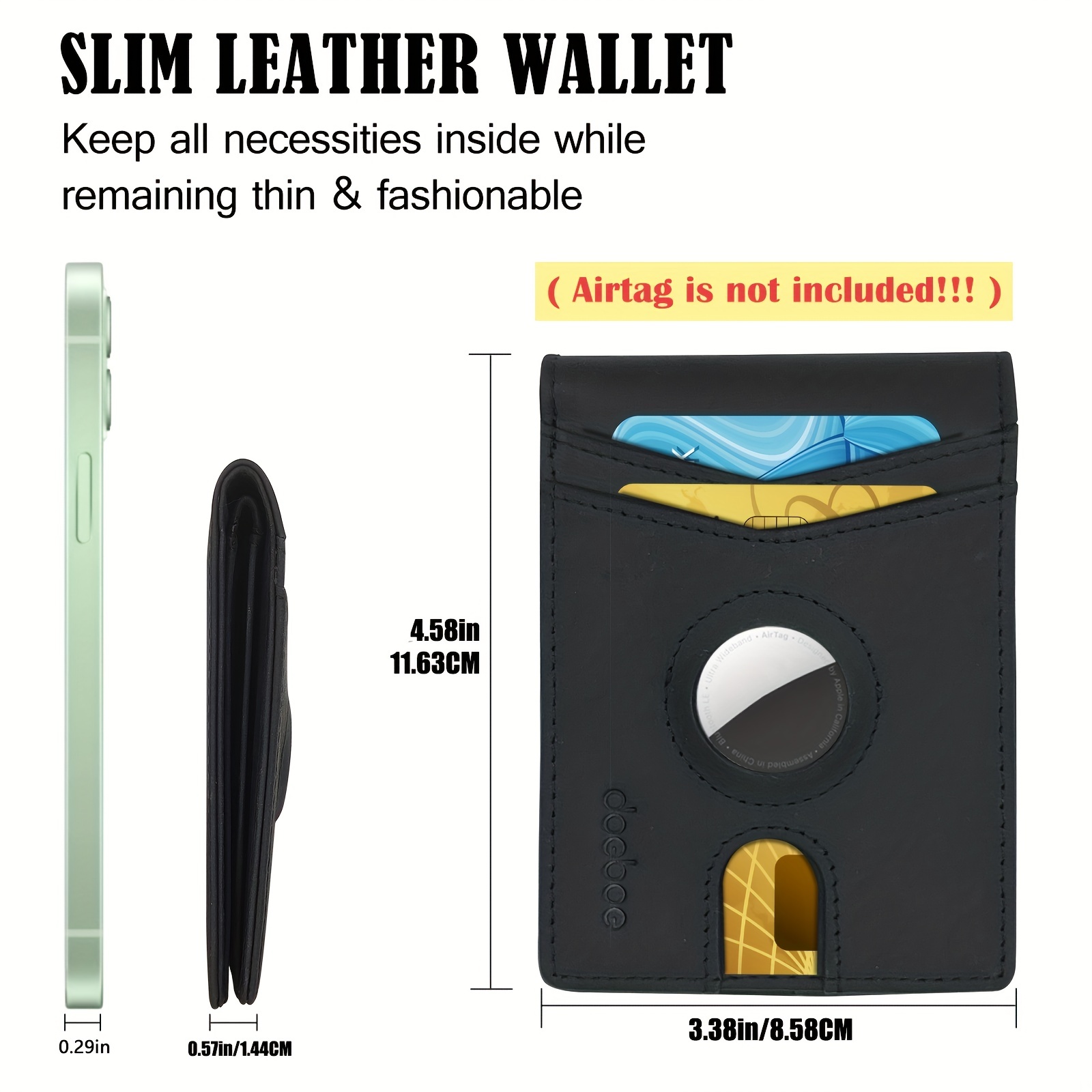 doeboe Airtag Wallet Trifold with Coin Pocket, Air tag Wallet RFID Blocking  Credit Card Wallet for Men Genuine Leather, Compatible with Apple Airtag