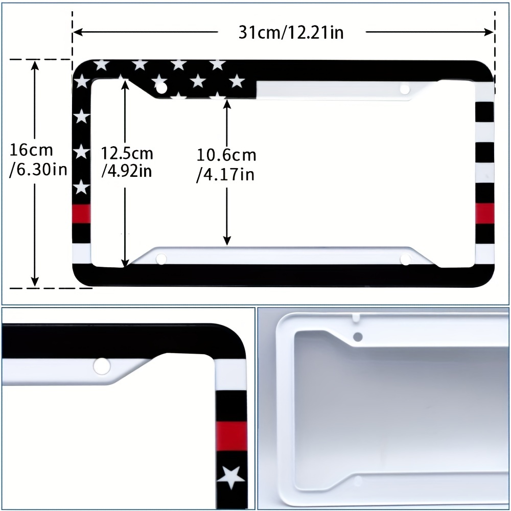 2X For Honda CRV Accessories Red US Flag Patriotic Car License Plate Frame  Cover