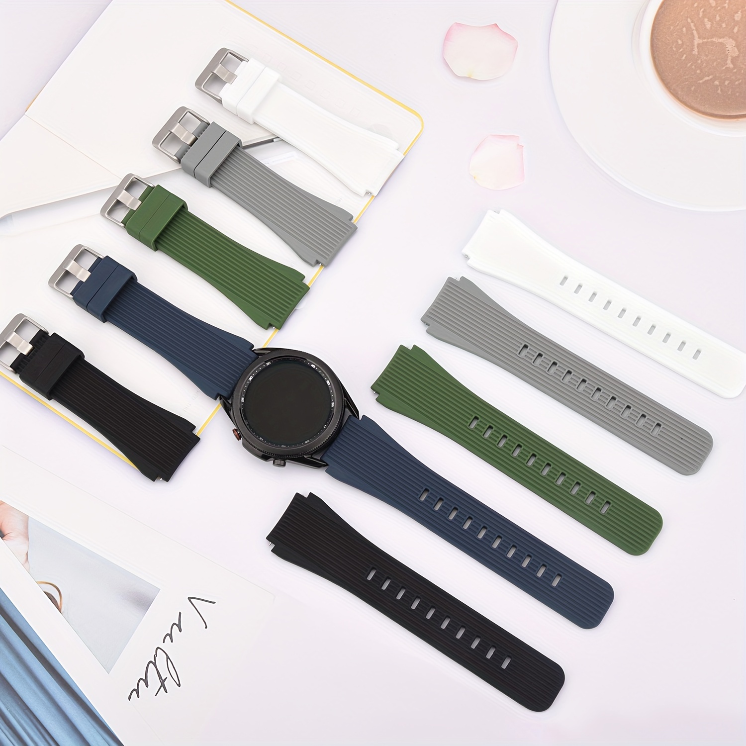 Set Di 3 Cinturini Per Smartwatch In Silicone Viola, Bianco E Blu,  Compatibili Con Huawei Band 7