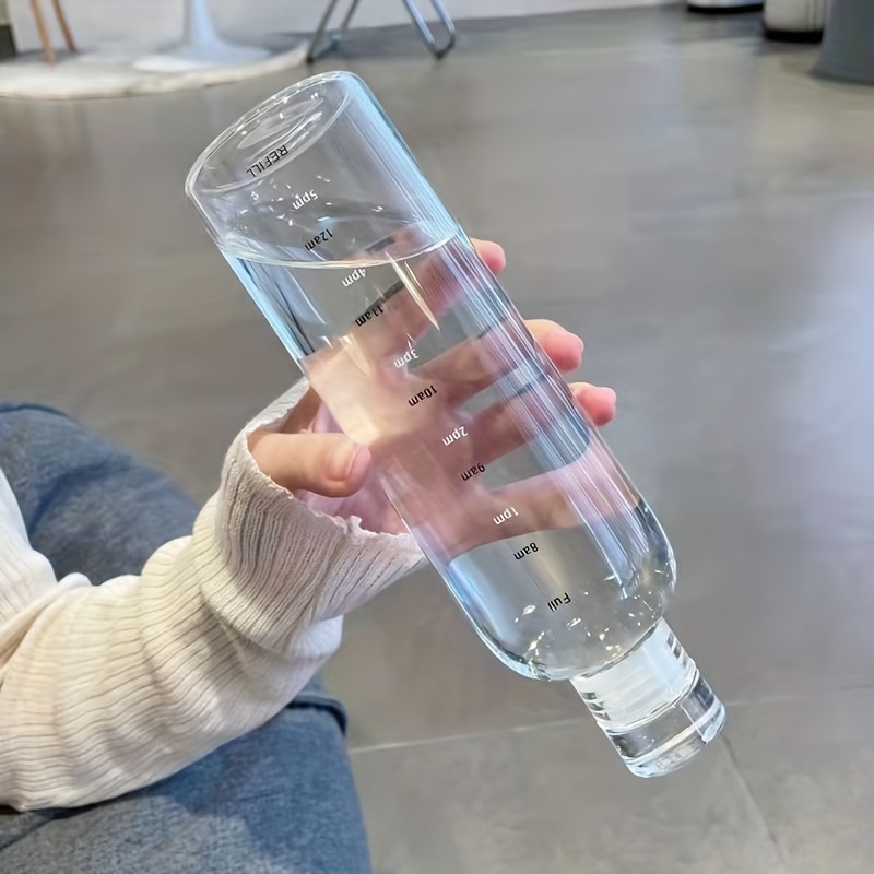 500ml Glass Water Bottle Creative Large Clear Water Bottle with Time Marker  Outdoor Potable Sport Bottle Leakproof Drink Bottle