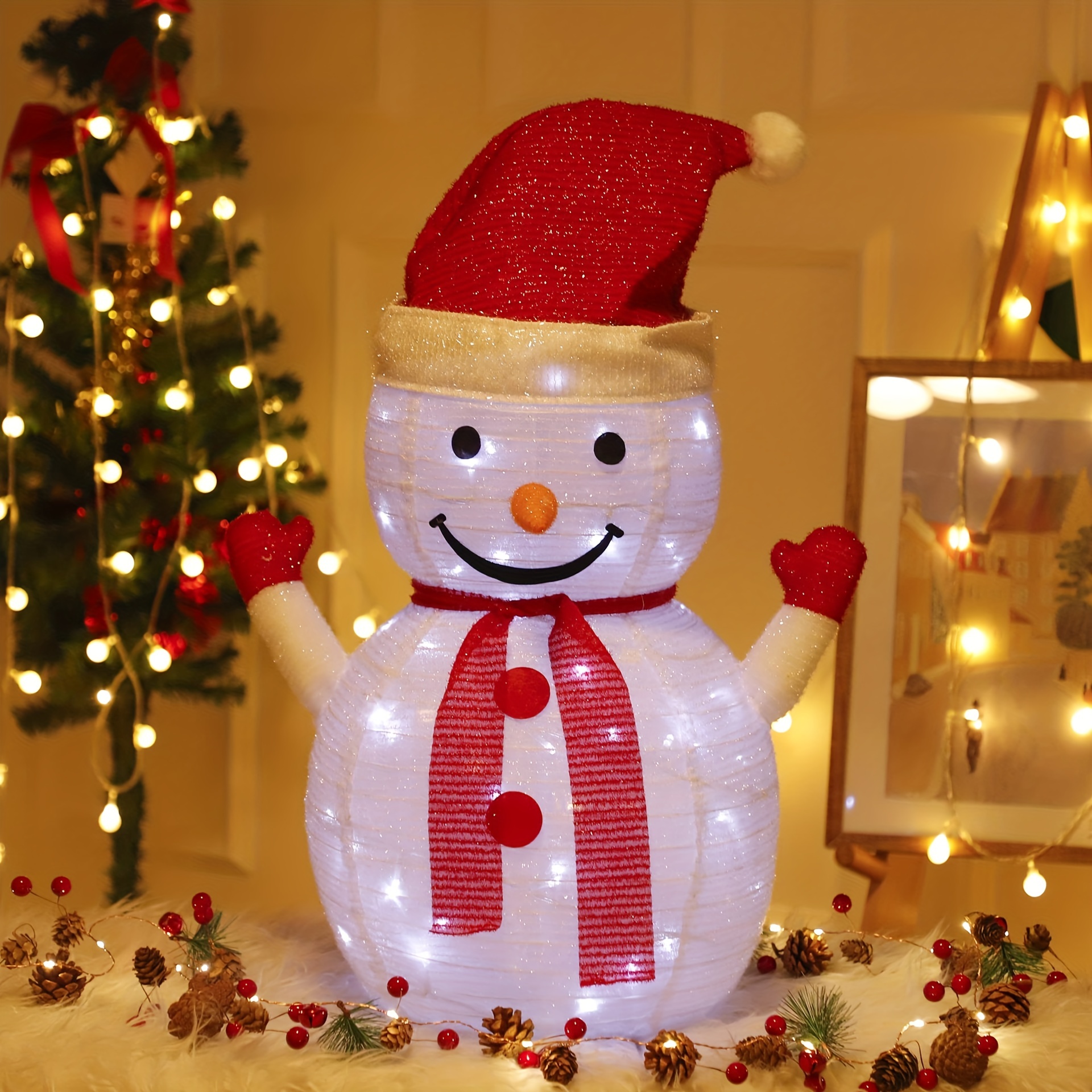 Guirlande lumineuse décorative Vintage de noël, 200cm, 10led, ampoules  boule à neige, avec arbre et neige, décorations de noël