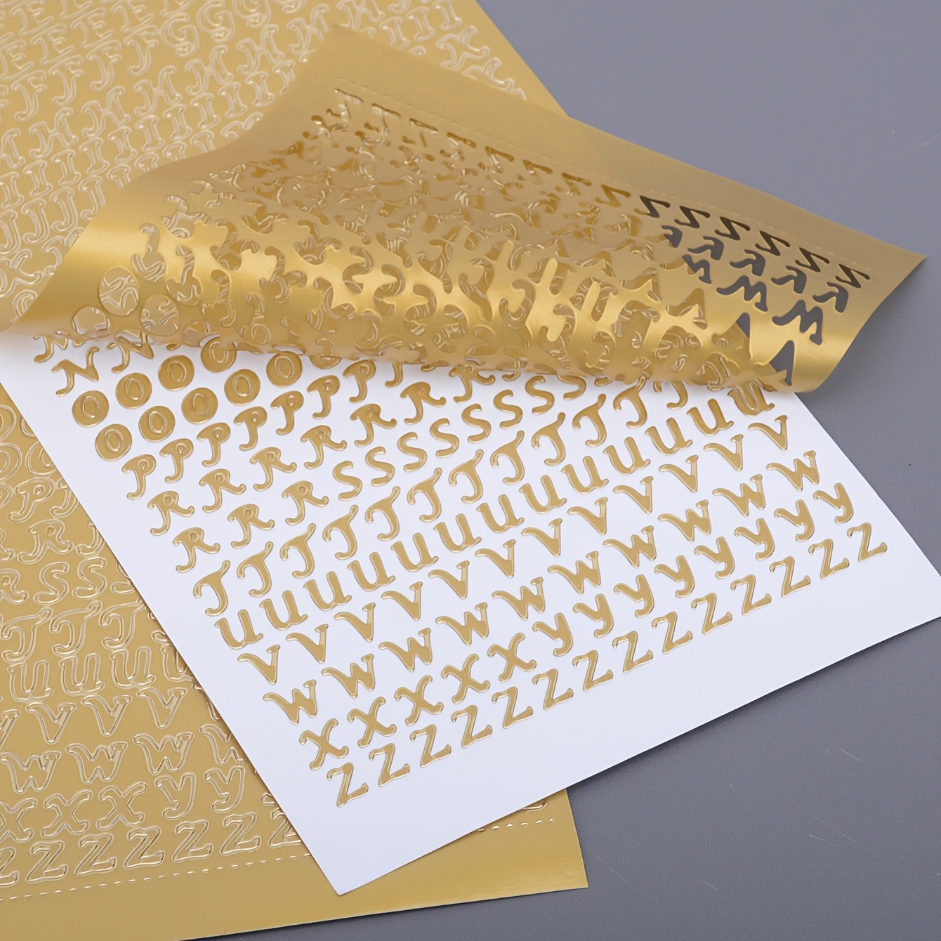 Alphabet Letters Number Stickers Foil Glitter Self Adhesive Gold 2 Sheets
