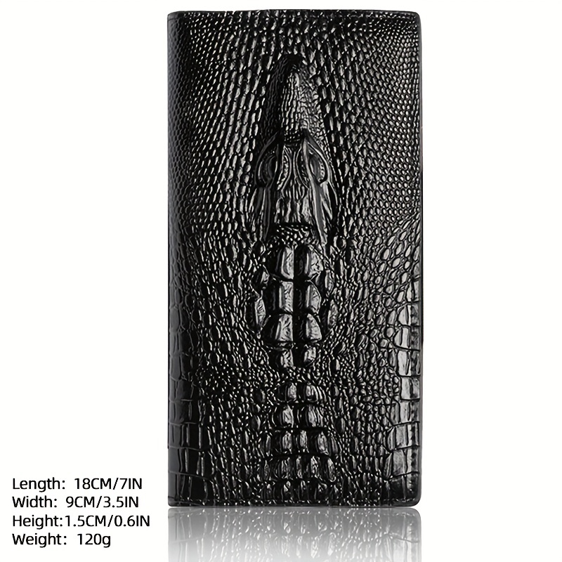 Long Crocodile Print Money Clip Men Multicard Slot Pu Leather Card