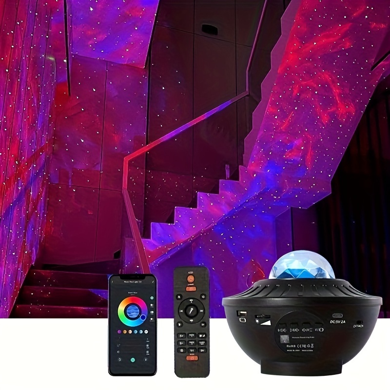 Proyector de galaxia, proyector de estrellas, luces nocturnas para  dormitorio con altavoz de música y control remoto, funciona con aplicación