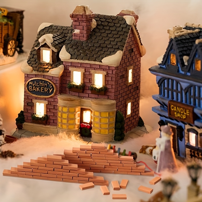 100 Pcs Mini Red Wall Bricks Model Brick Building Set Miniature Bricks  Figurine Fake Bricks Model DIY Fairy Garden Dollhouse Decor
