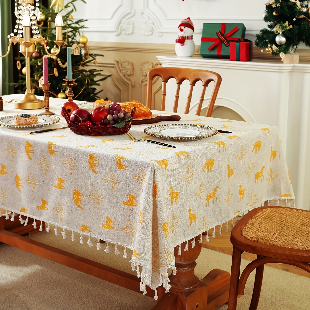 Nappe Beige Lin Rectangulaire Vintage Decoration Table Cloth Coton  Tablecloth Rectangle 140x180 cm pour Table de Cuisine