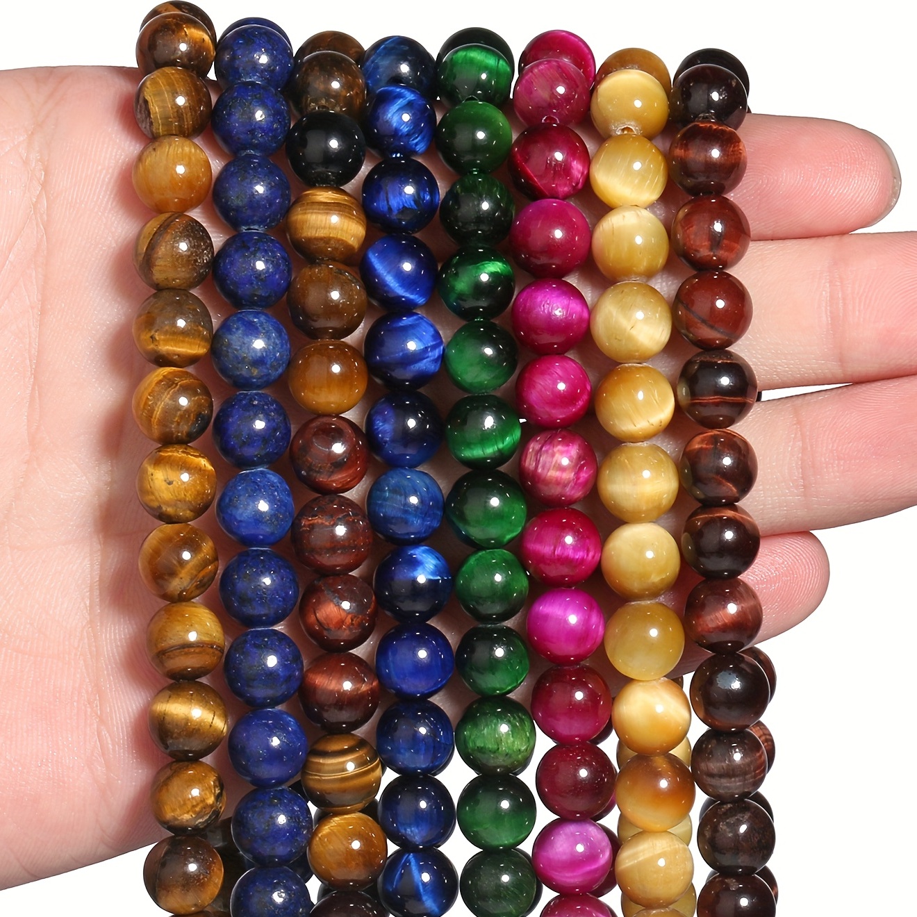 Wholesale Natural Colorful Tiger Eye Loose Round Stone Beads for Jewelry  Making DIY Bracelet Accessories4 6 8 10 12 MM