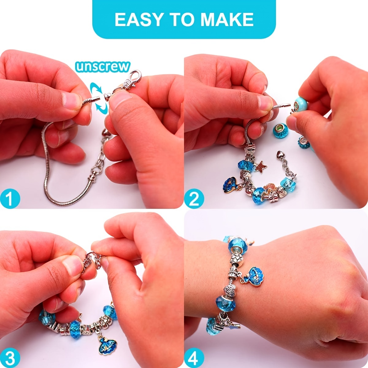 Buy Blue Charm Bracelets Making Kit for Girls,73Pcs Jewelry Making