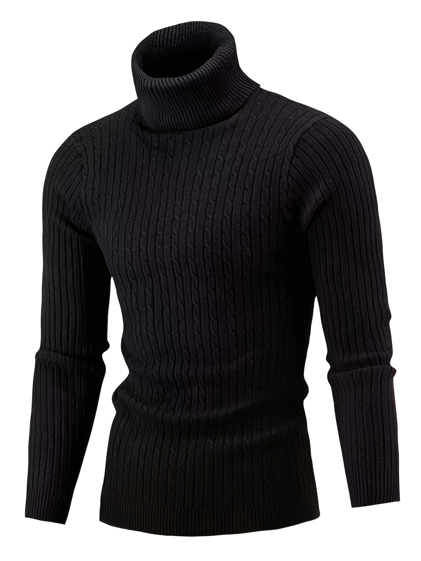 Suéter Punto Sólido Hombre Jersey Cuello Tortuga Diseño - Temu