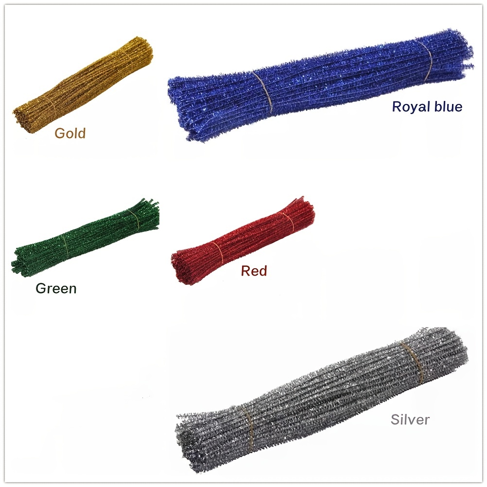 100 Pieces Pipe Cleaners Chenille Stem, Glitter Silver Craft Pipe