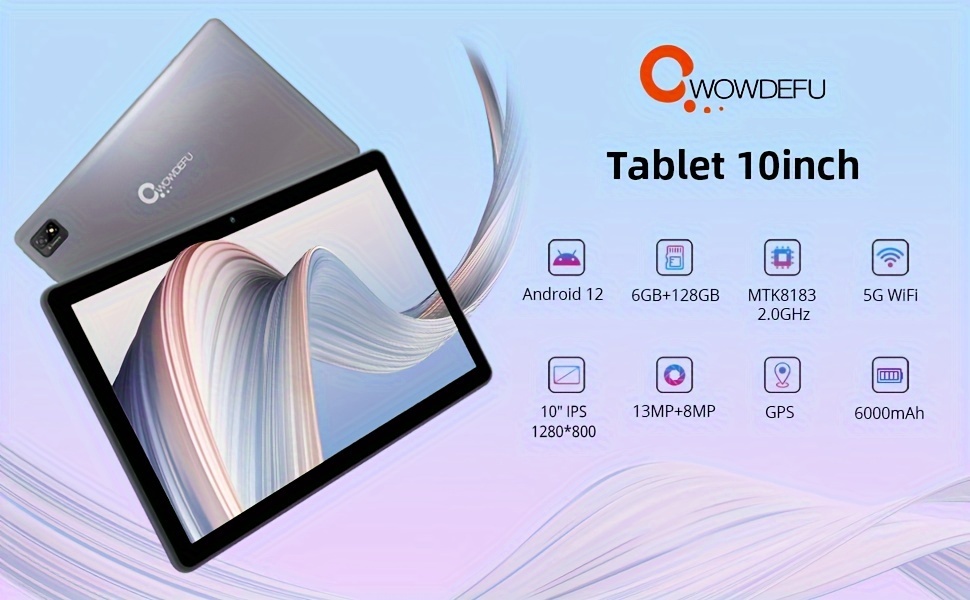 Cwowdefu For Android 12 Tablets, 6gb 128gb Rom Tablet, 2.0ghz Octa