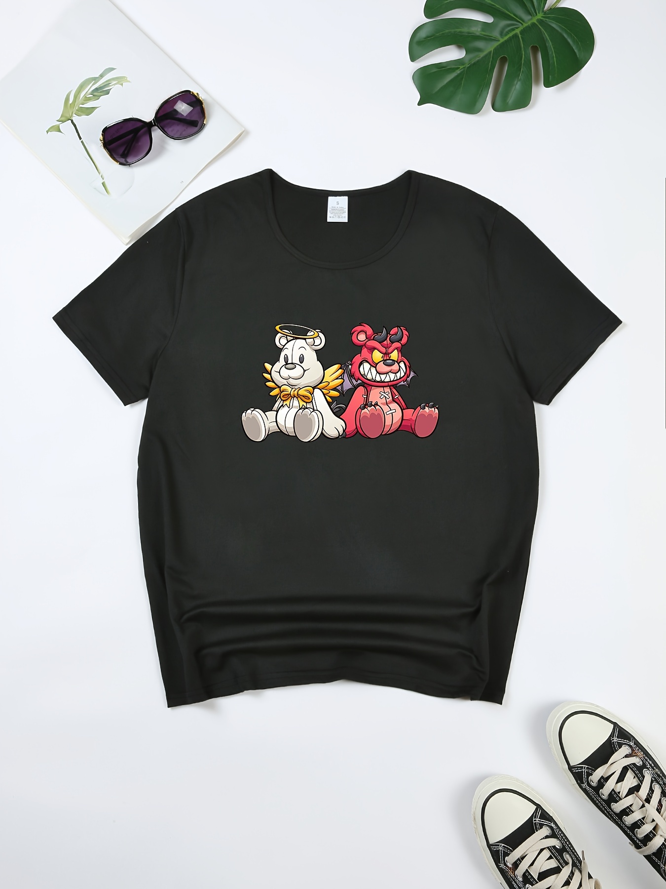 Lucky Bear Print Summer T shirt Cute Short Sleeve Crew Neck - Temu