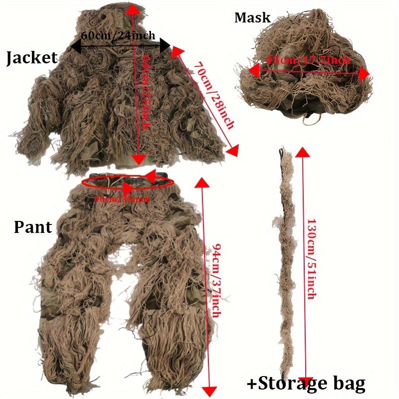 Ghillie Suit Desert Tactical Camouflage Sniper Clothes Jacket Pants Cover  New 