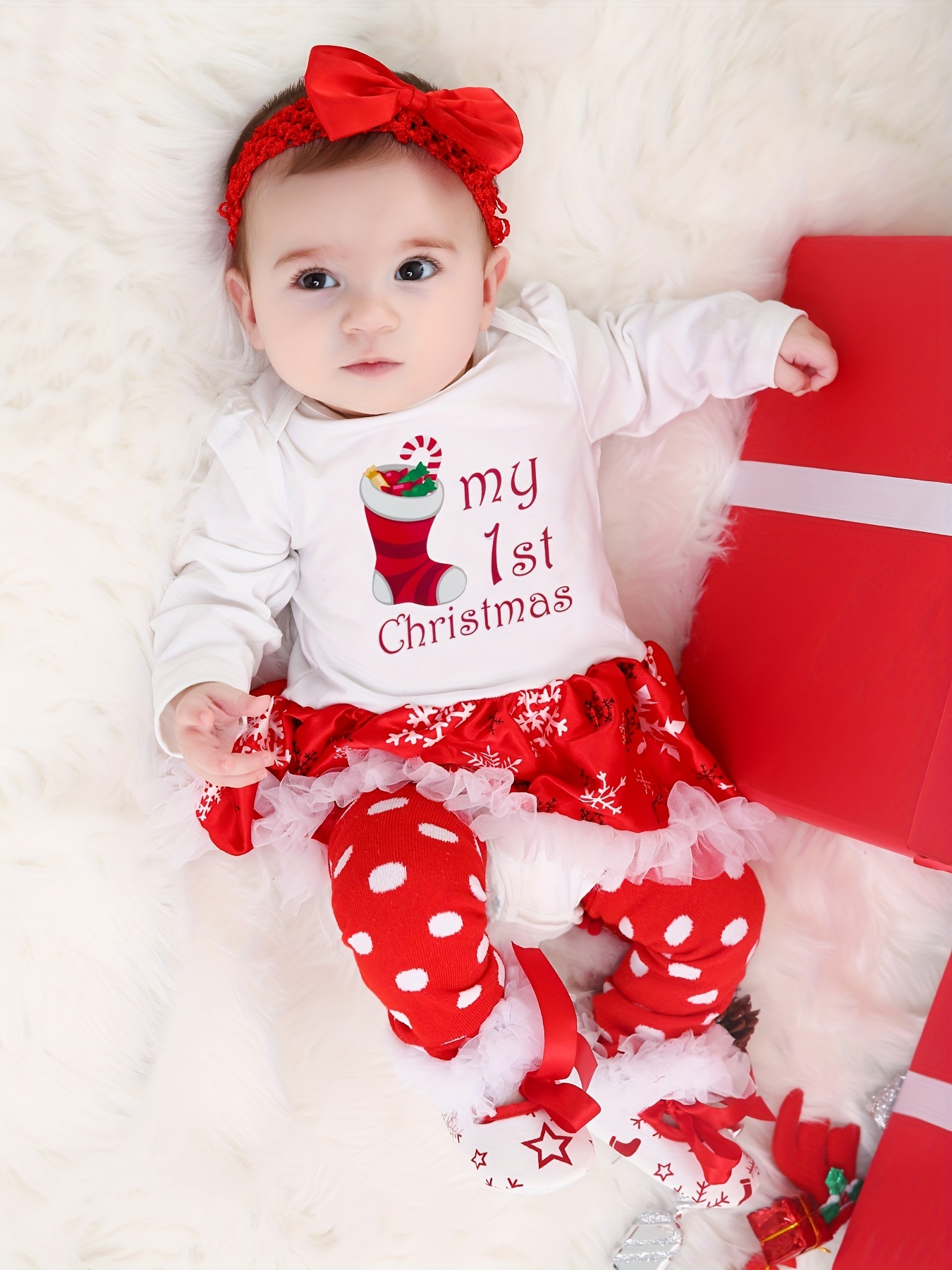 新生児のカットカートゥーングラフィッククリスマス衣装、ストッキング