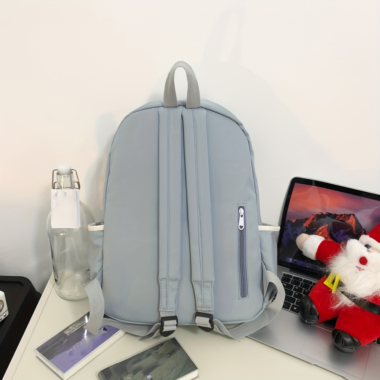 Casual Minimalist Preppy Backpack Large Capacity School Bag Zipper Storage