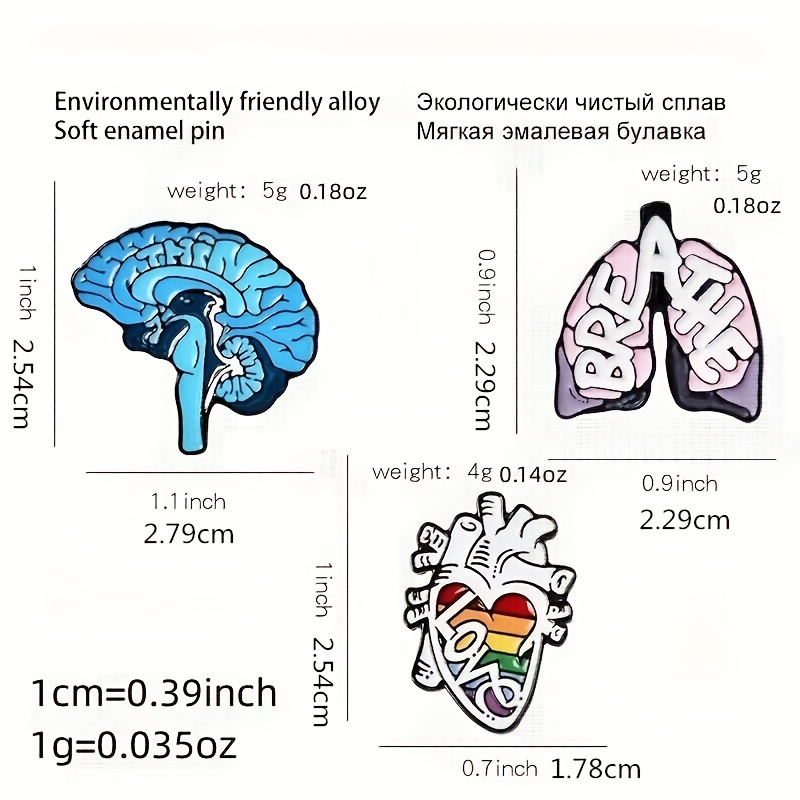 Anatomical Heart Medical Anatomy Brooch Heart Neurology Enamel Pins Badge