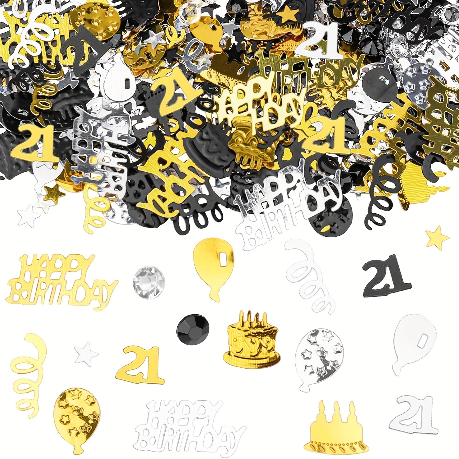 

600pcs, Confetti Birthday Decoration, 21/30/40/50/60/70/80 Birthday Decoration Confetti For Ladies Men, Table Decoration Birthday, Birthday Golden Black Confetti