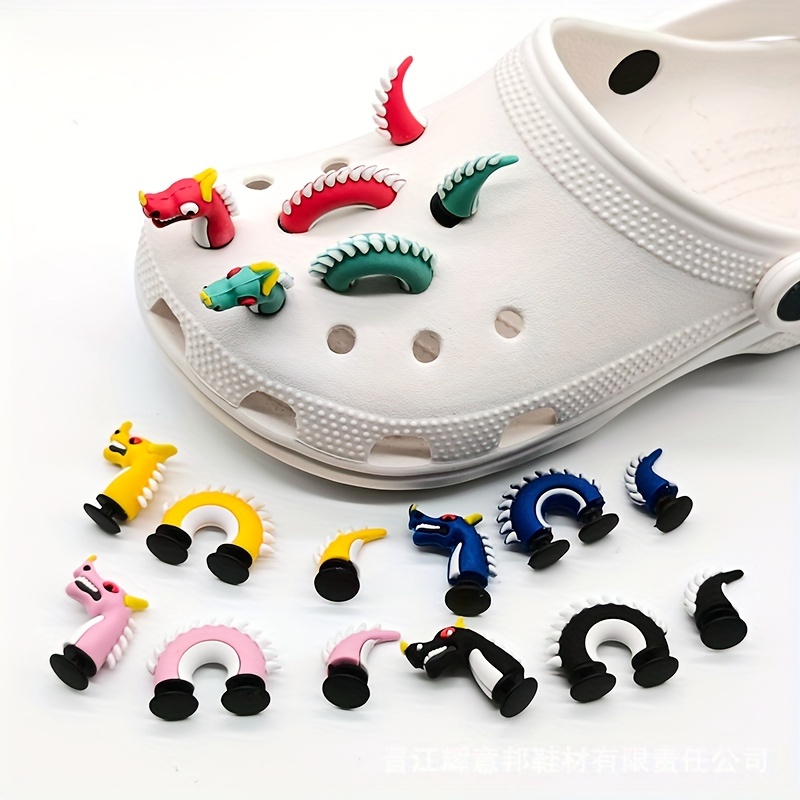 3 PCS Dragon Design Shoe Decoration Blue PVC Cute Accessories For Clogs  Slides