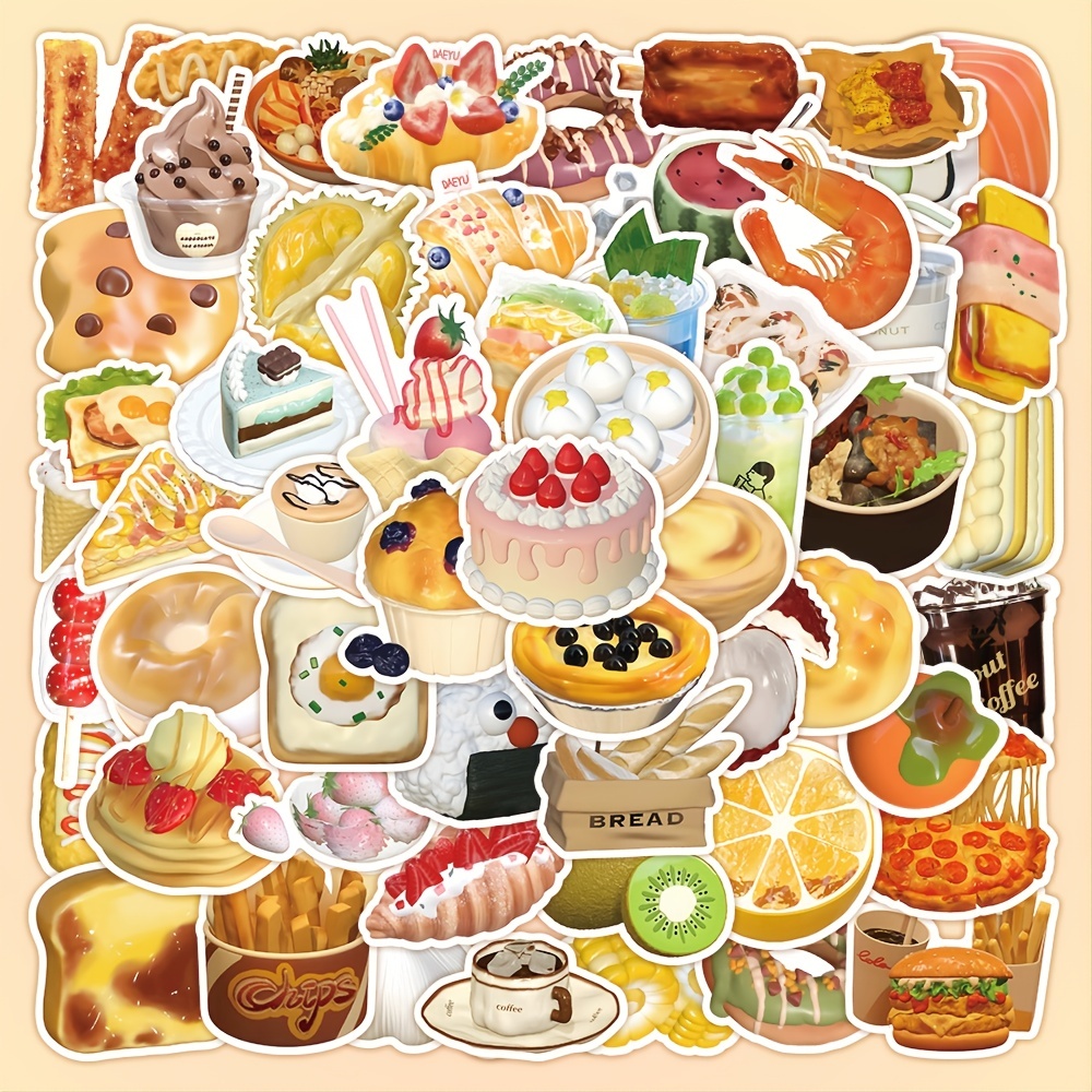 cute Food And Dessert' Theme Waterproof Stickers For Laptop - Temu