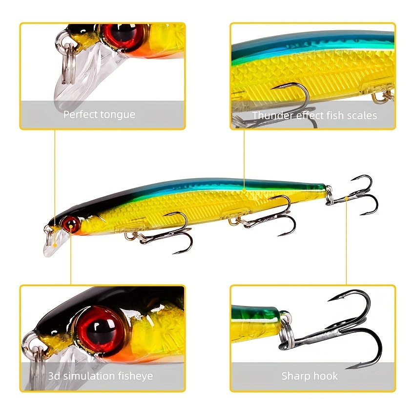 10pcs Fishing Lure Set Laser Minnow Hard Bait Swing Crankbait Crazy  Wobblers Tackle Artificial Bionic Crank Lures Kit 10.92cm 0.44oz