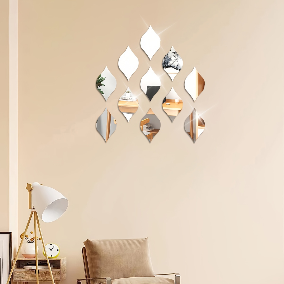 10/20/30pcs Water Drop Mirror Stickers, Acrylic Mirror Wall Stickers, -  HomeEZgoods