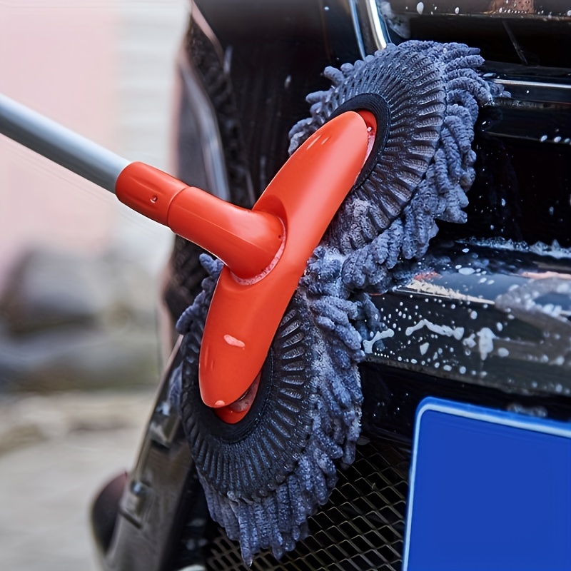 Car Double Brush Head Rotation Wash Mop Telescopic Mop Roof Window Cleaning