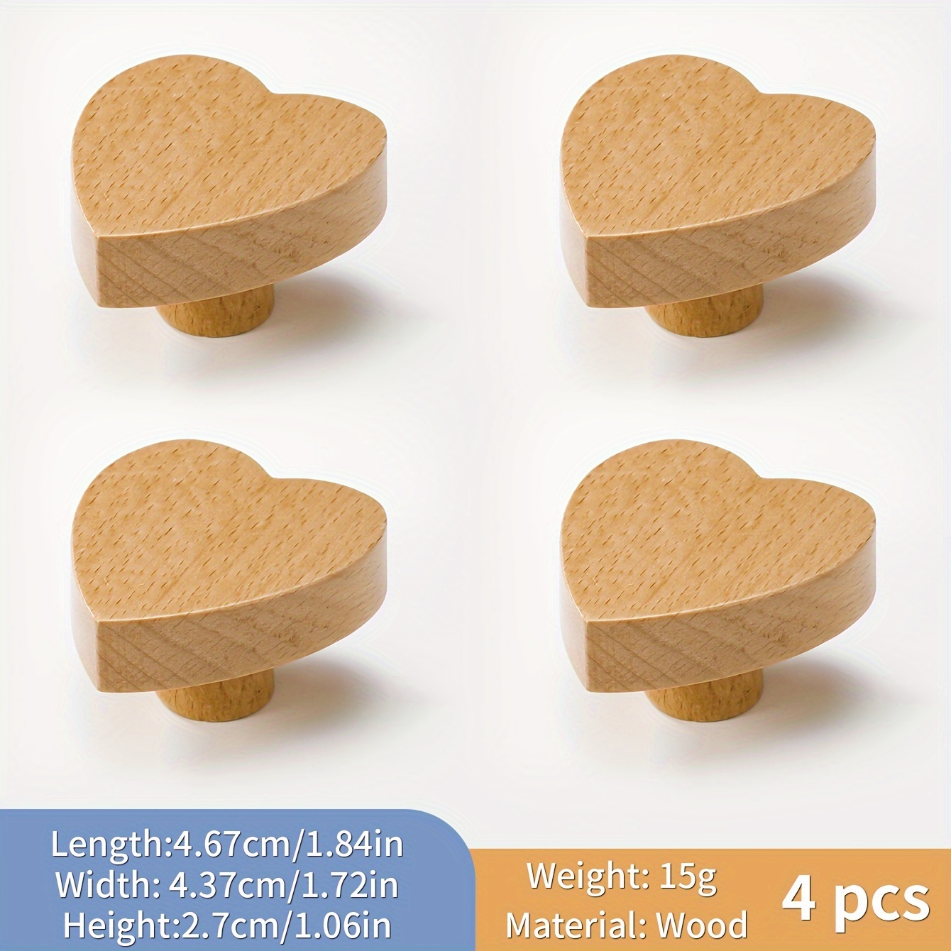 Image of 1/2/4pcs Of Wooden Handles For Modern Minimalist Wardrobe Doors, Drawer Cabinets, And Shoe Cabinets