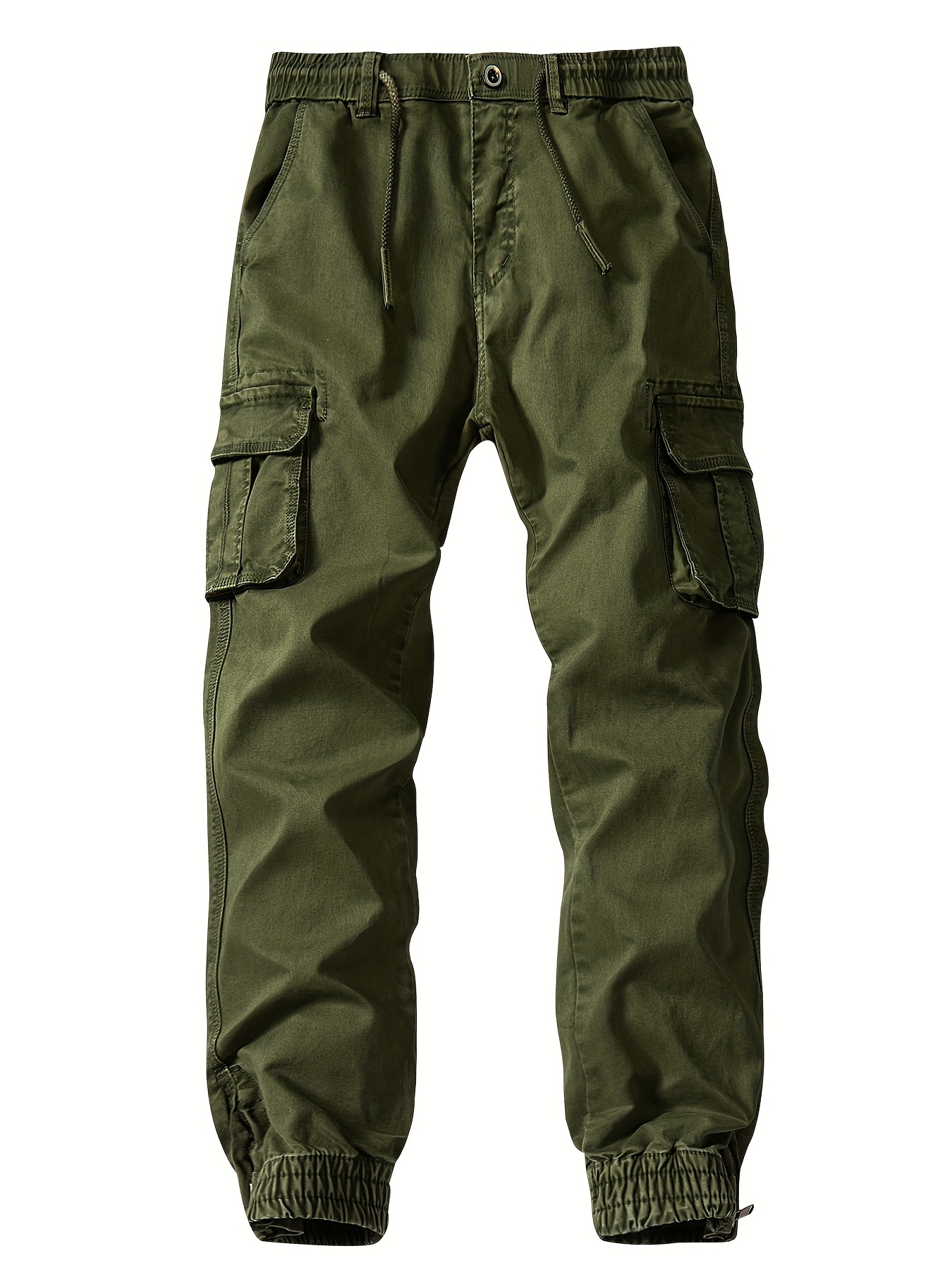 Army Green Multi-Pocket Cargo Jeans