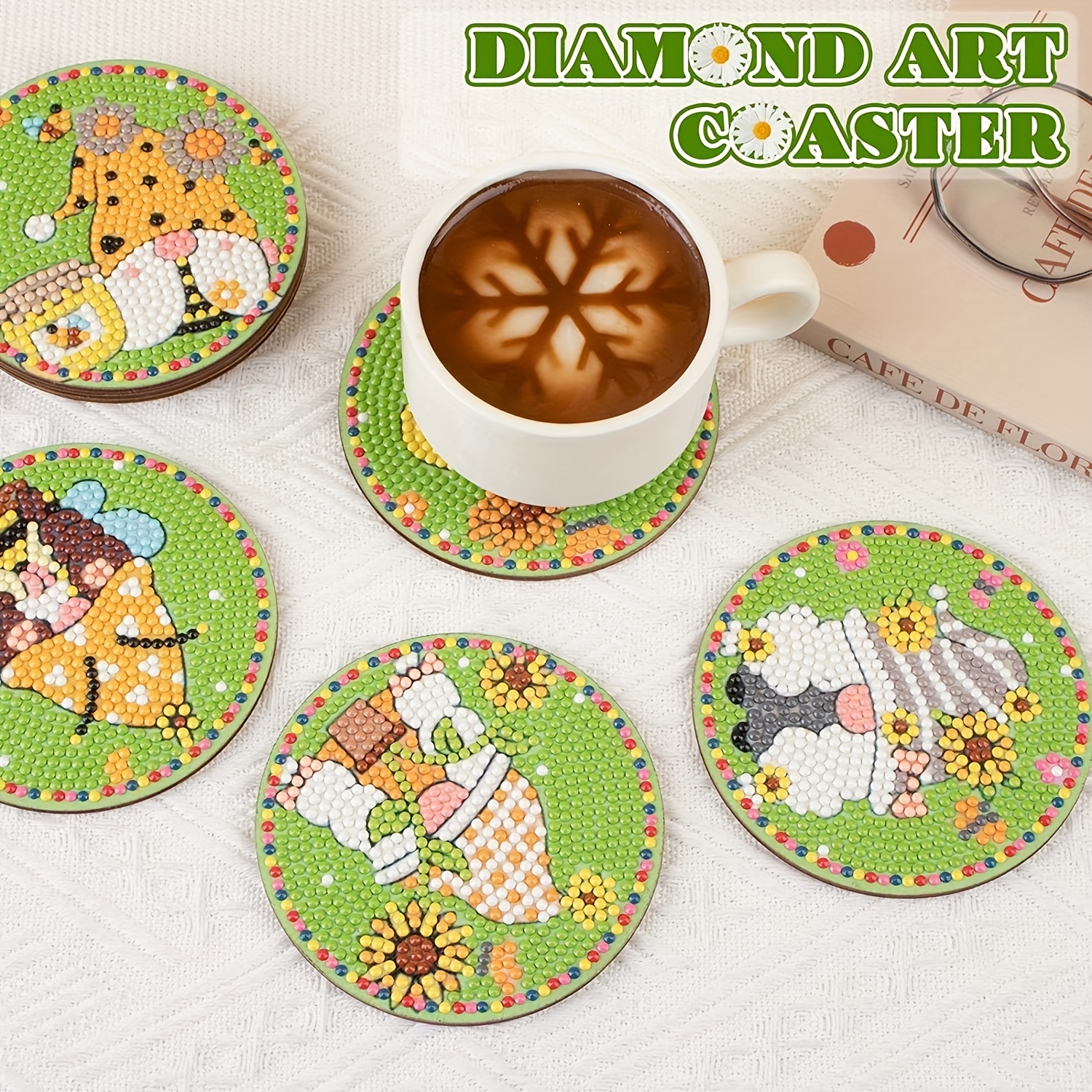 8pcs Diamond Painting Wooden Cup Mats Set, Diy Anime Diamond Art Wooden Cup  Coasters For Beginners And Adults, Art & Craft Supplies