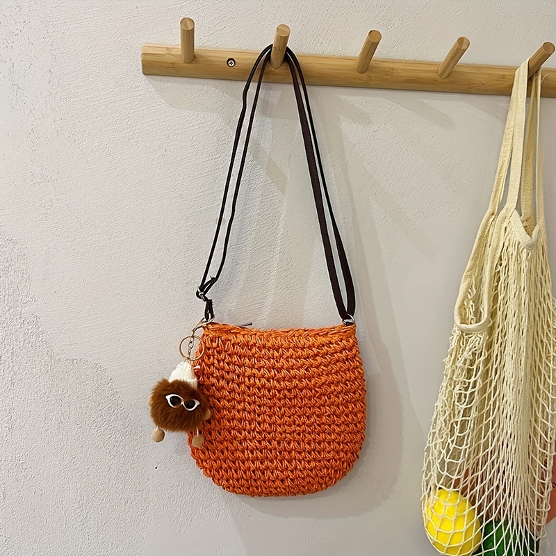 Retro Straw Woven Bag For Women Summer Beach Crossbody Bag