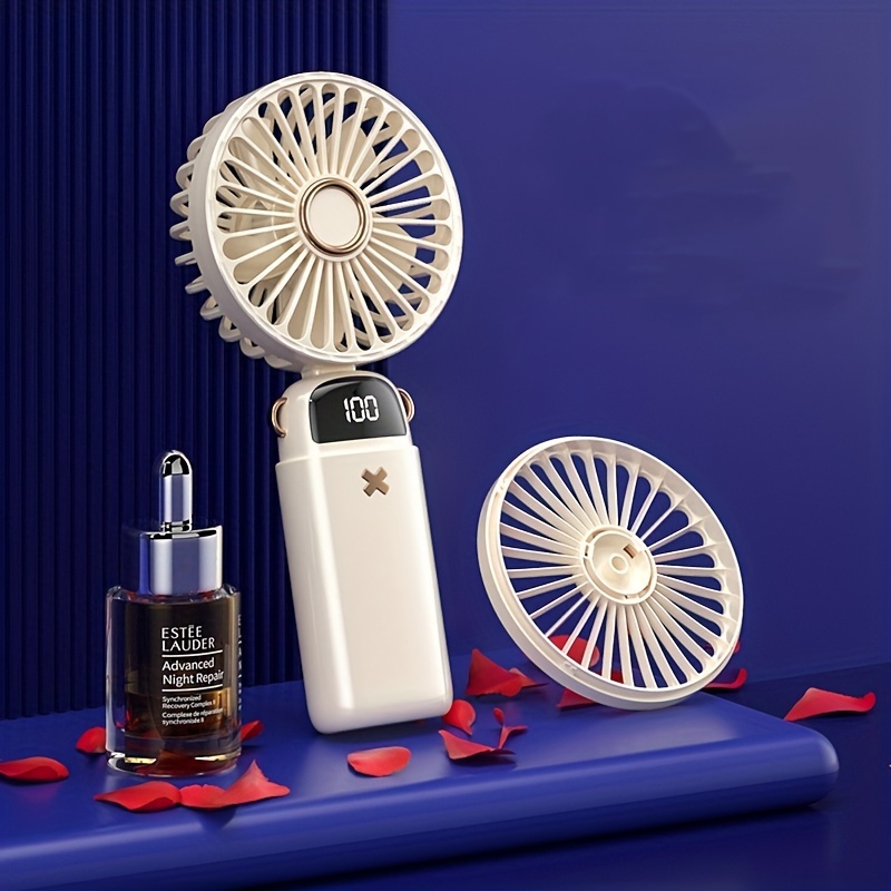 Upgraded USB Handheld Mini Digital Folding Fan with Large Capacity