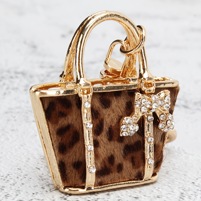 Temu Charms Leopard Pattern Bag Shaped Keychains