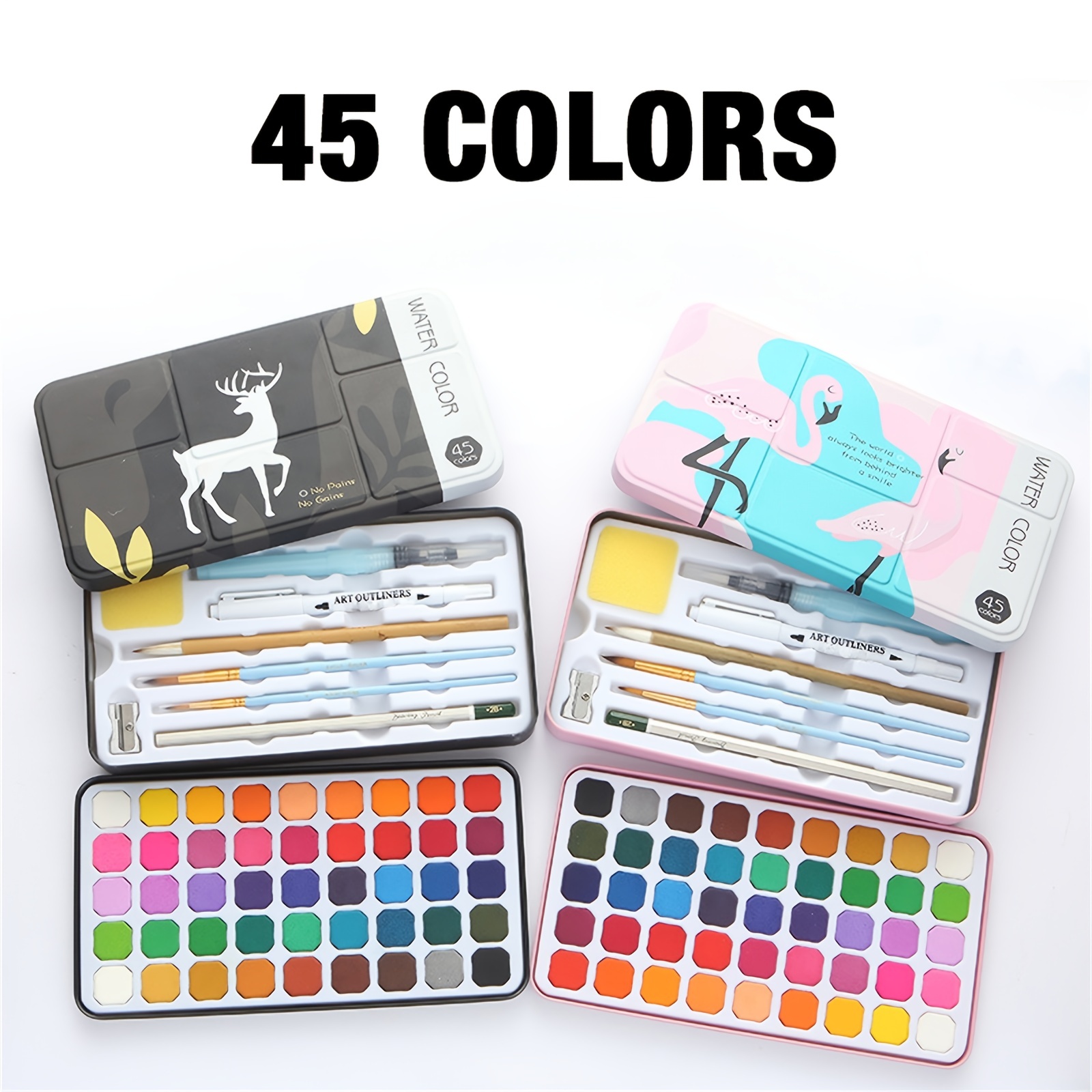 45 Color Professional Watercolor Paint Set In Unique Design