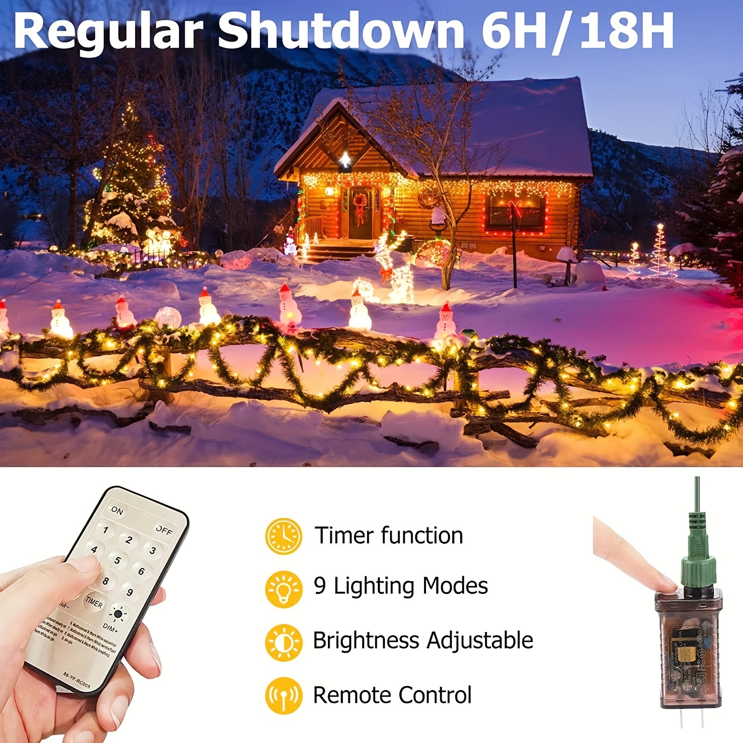 108ft 300LED Christmas Lights Connectable with 8 Modes & Timer